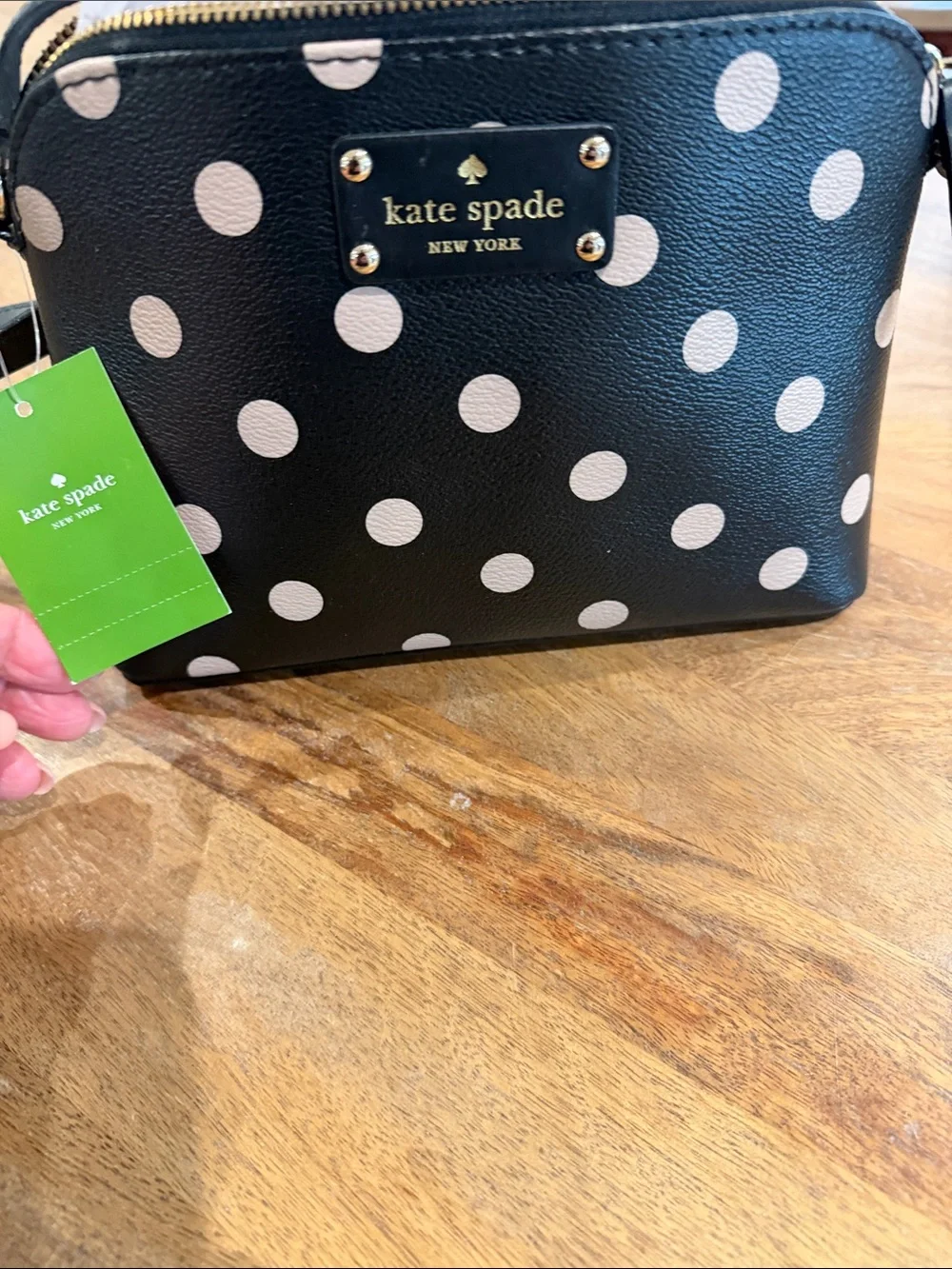 kate spade Black Tote with Light Pink Polka Dots